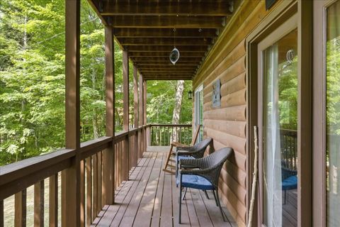 Covered balcony with rocking chairs