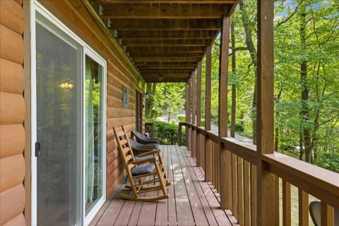 Covered balcony with rocking chairs