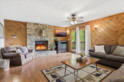 Living room with the stone fireplace